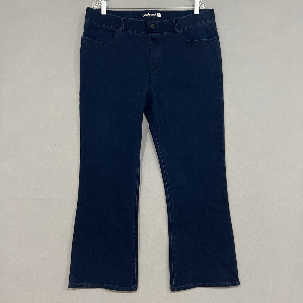 Betabrand Jeans Size 2XL Petite Dark Blue Stretch Denim Bootcut Pull On Pants